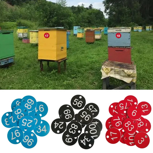 10/20/50pcs Beehive Tags - Round Sequential Numbers Sign Labels for Livestock - Beehive Mark Board Tag Beekeeping Tools and Accessories
