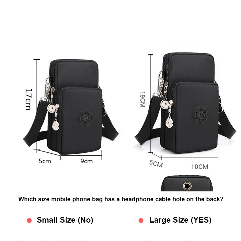 New Women's Nylon Mobile Phone Bag - Coin Purse, Shoulder Strap, Small Crossbody Bags for Wallet, Travel Purse