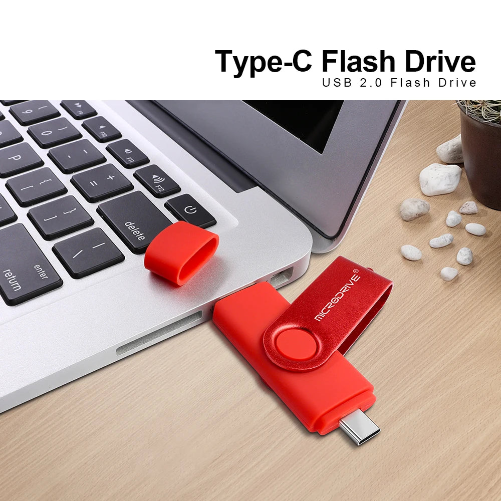 2-in-1 Metal OTG USB Flash Drive – Type-C & USB Memory Stick (4GB to 128GB) for Phones & PCs
