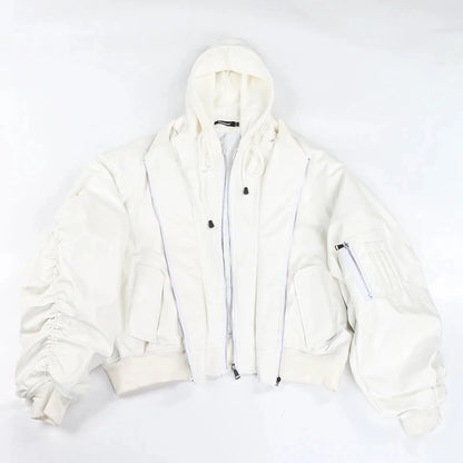 Mauroicardi Autumn Winter Oversized PU Leather Bomber Jacket for Men - Thickened Warm Hooded Luxury Designer Coat
