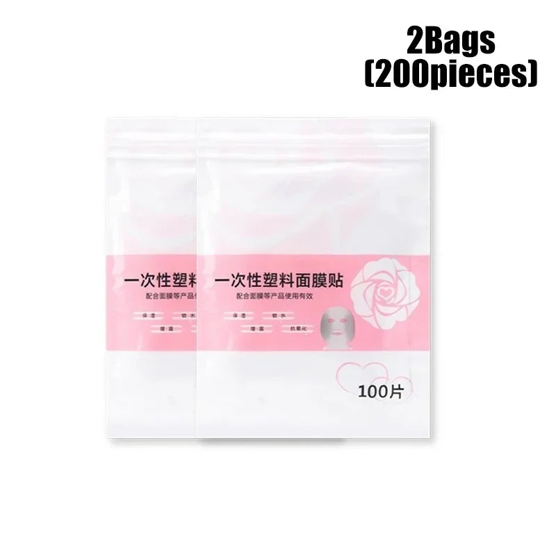 Disposable Full Face & Neck Beauty Wraps - 100/500pcs Transparent Plastic Film Mask Covers