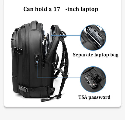Men's Travel Backpack – Large Capacity 17-Inch Laptop Backpack, Business & Hiking Expandable School Bag