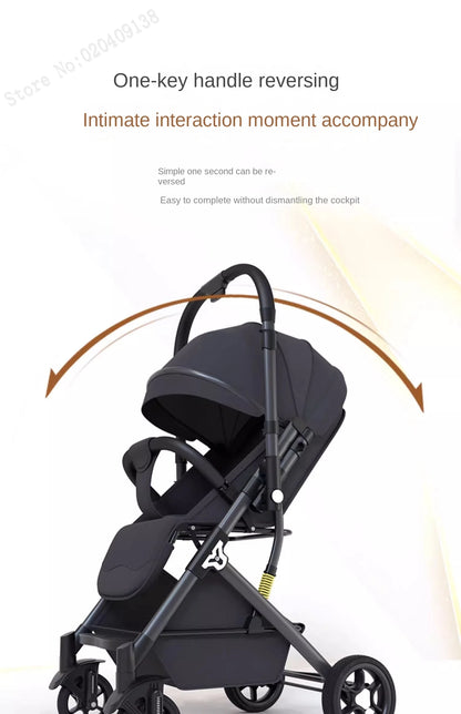 Lightweight Two-Way Baby Stroller — High Landscape, Spine Protection, 4-Wheel Newborn Push Trolley