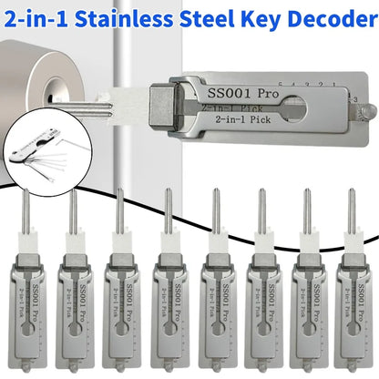 Stainless Steel Key Decoder Tool — Precision Hook & O-Ring Pickup Repair Kit