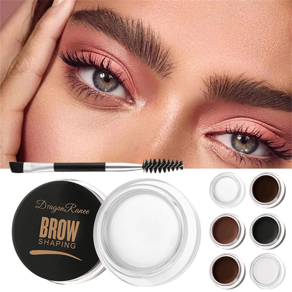 Matte Brown & Black Eyebrow Cream – 3D Natural Tint, Waterproof Gel Wax, Long-Lasting Eyebrow Enhancer