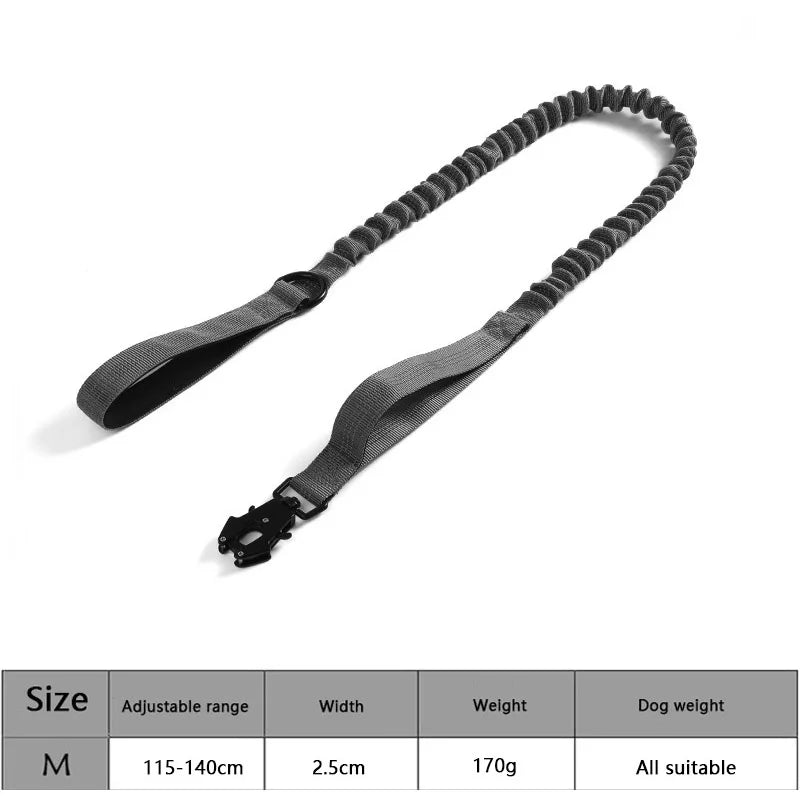 Adjustable Tactical Dog Collar with Traction Rope – Military Training Collar for Medium & Large Dogs