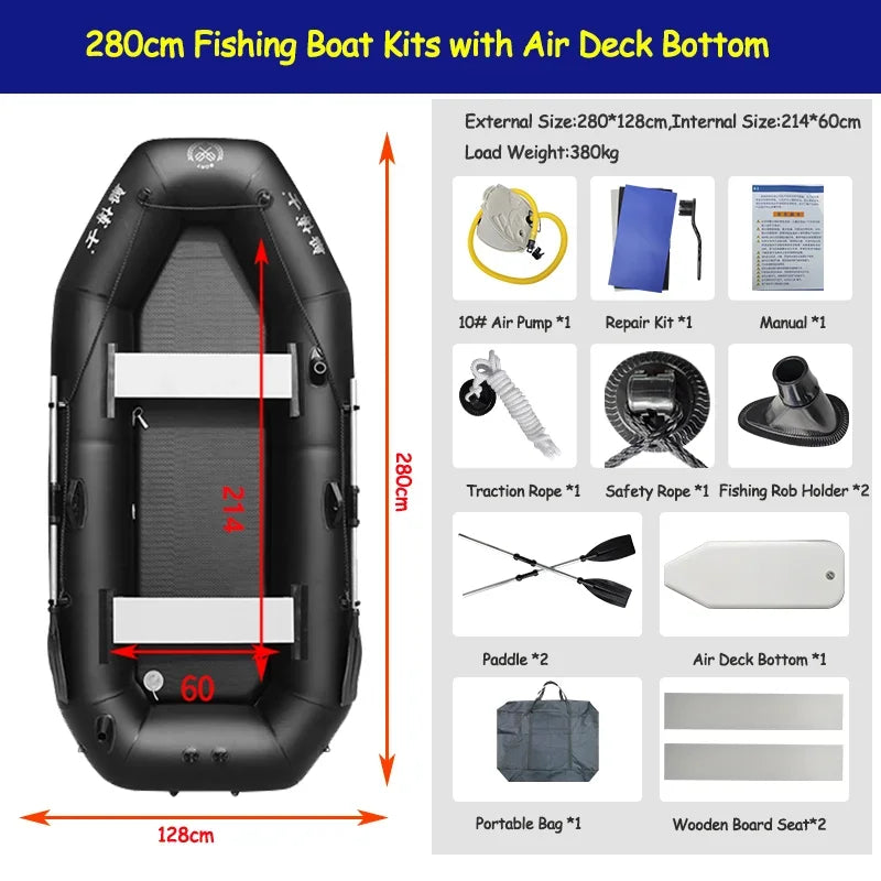 Professional Inflatable Dinghy Raft – Tear-Resistant Foldable Rowing Boat for Adults, Kayak, Canoe & Fishing