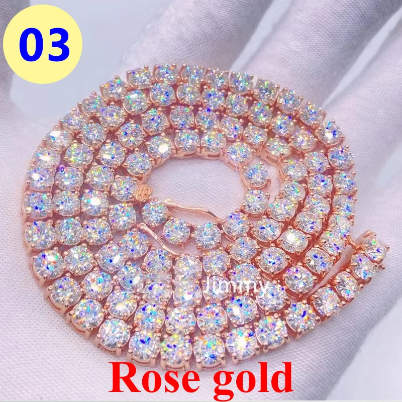 3–6.5MM D Color Moissanite Tennis Bracelet & Necklace Set – Hip Hop S925 Sterling Silver White Gold Plated Jewelry for Men & Women