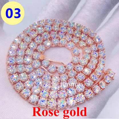 3–6.5MM D Color Moissanite Tennis Bracelet & Necklace Set – Hip Hop S925 Sterling Silver White Gold Plated Jewelry for Men & Women