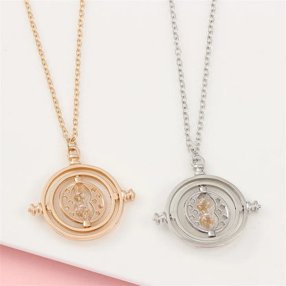 Harry Potter Time-Turner Hourglass Necklace - 360° Rotatable Cosplay Pendant and Magical Gift for Fans and Collectors