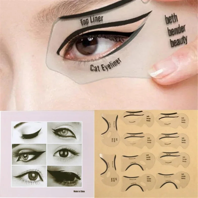 Eyeliner Stencils Set - Winged Eyeliner Shaping Template & Eyebrow Card for Eye Makeup Tools