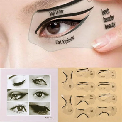 Eyeliner Stencils Set - Winged Eyeliner Shaping Template & Eyebrow Card for Eye Makeup Tools
