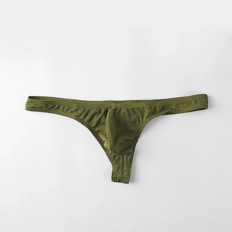 Men’s Ice Silk Low-Rise G-String & Thong Underwear – Breathable Solid Color T-Back U-Pouch Comfort Fit Sexy Lightweight Underpants