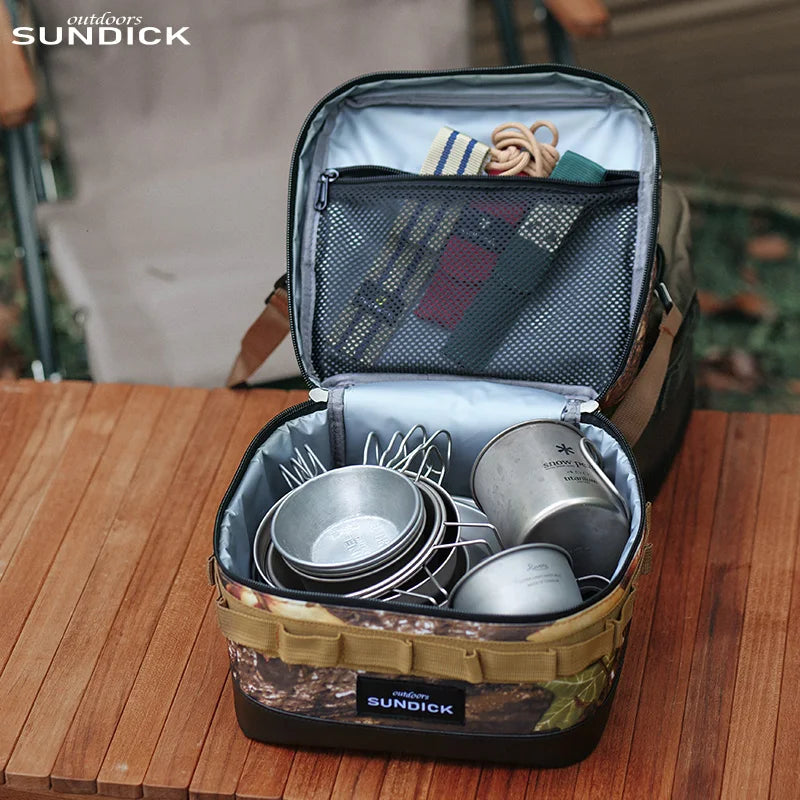 Camping Insulated Bowl & Cup Storage Bag – Outdoor Portable Lunch Bag, Available in Black, Brown, Army Green, and Camo