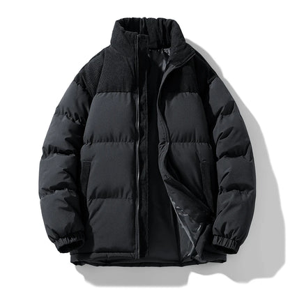 Men’s Winter Thick Puffer Jacket – Warm Color Block Parka, Fashionable Casual Trendy Coat, New Arrival