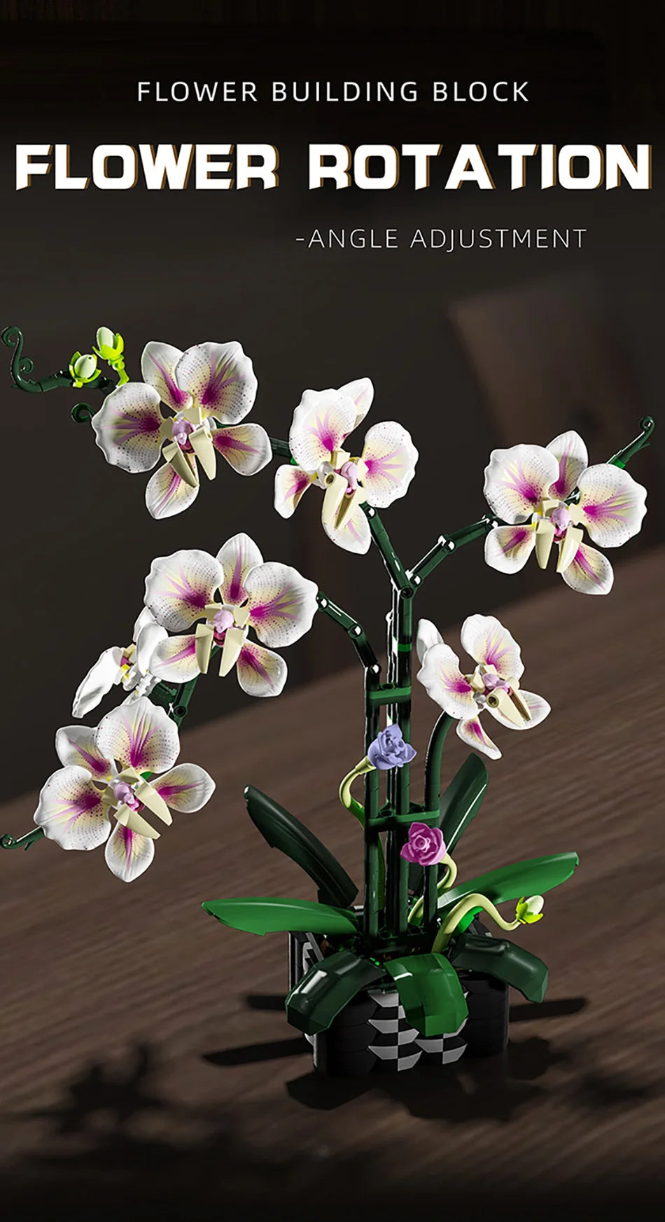 Orchid Cymbidium Building Blocks Set – DIY Potted Phalaenopsis Flower Simulation Toy for Valentine’s Gift