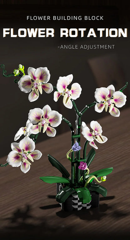 Orchid Cymbidium Building Blocks Set – DIY Potted Phalaenopsis Flower Simulation Toy for Valentine’s Gift
