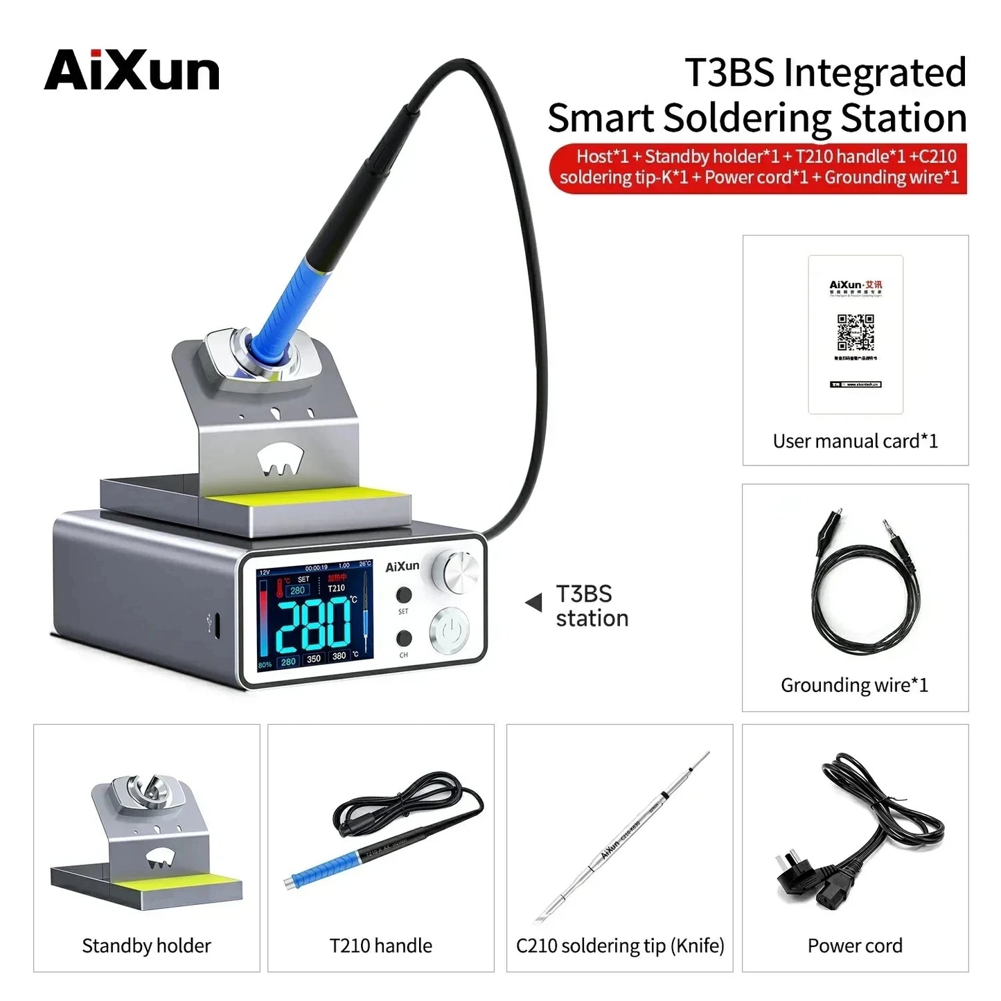 AIXUN T3A T3B Intelligent Soldering Station - T115/T210/T245/T12 Rework Station for PCB & BGA Soldering Tools