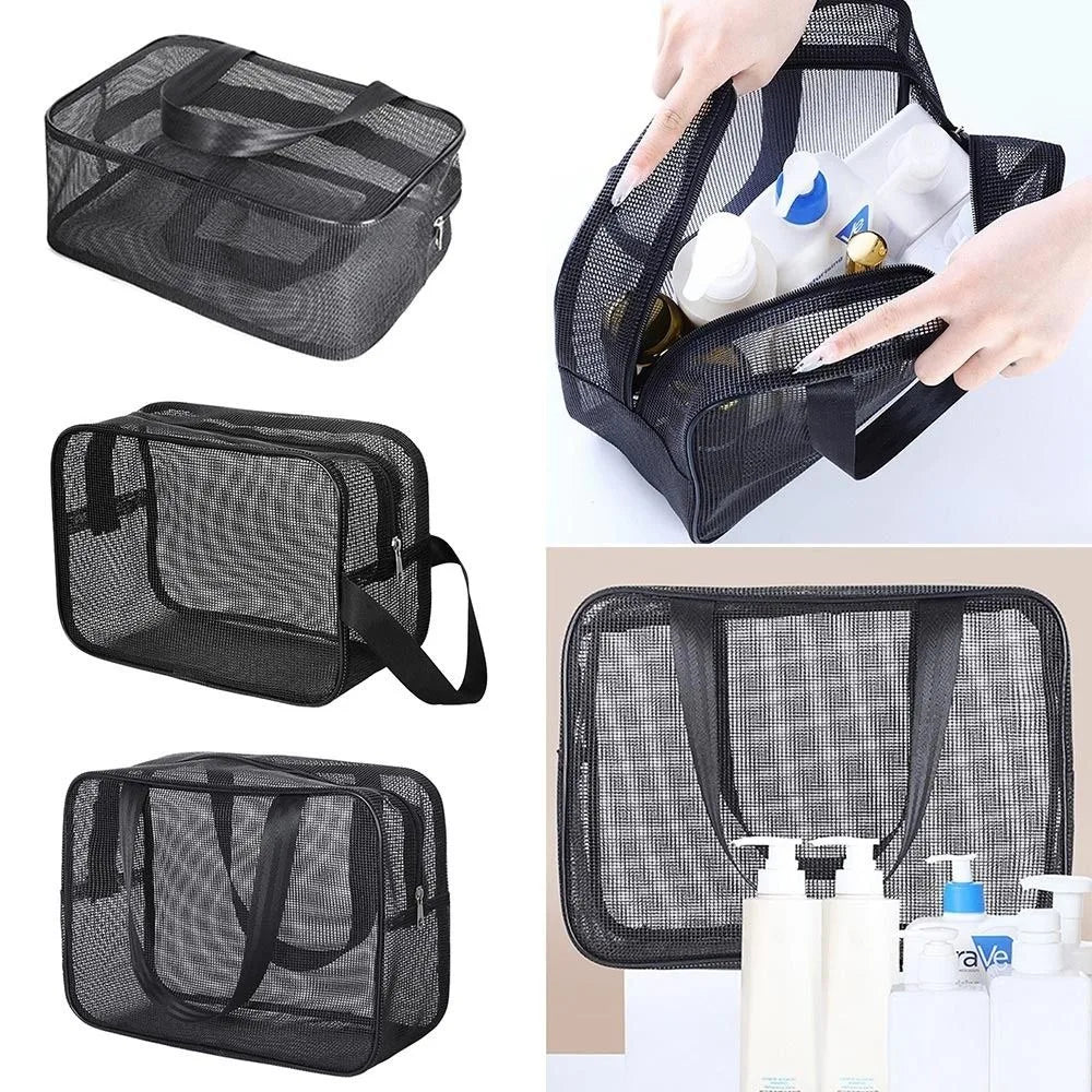New Mesh Bathing Bag – Portable Shower Toiletry Pouch for Travel Makeup Storage & Bath Essentials