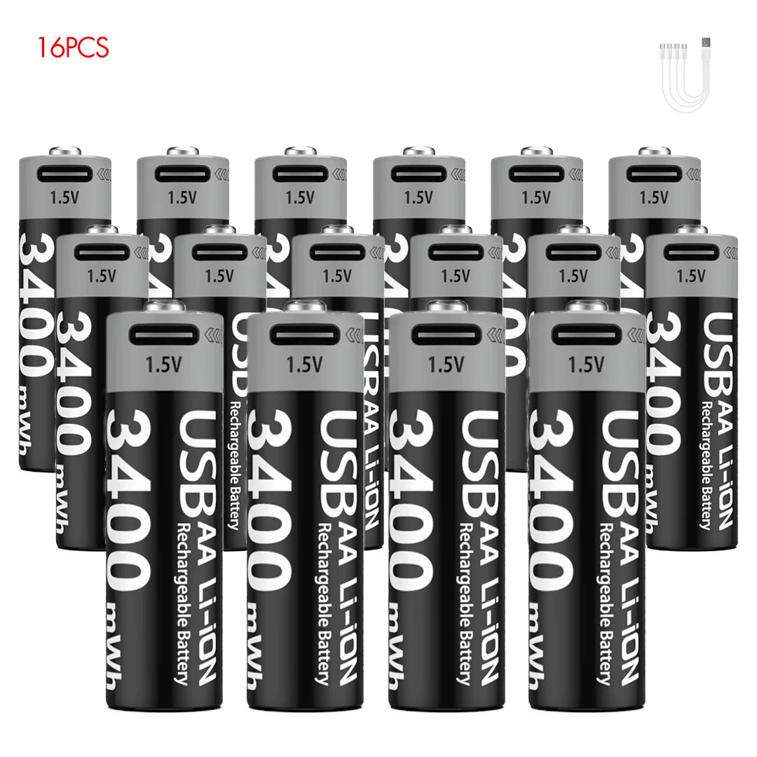 MATOV USB Rechargeable Li-ion AA 3400mWh & AAA 1100mWh 1.5V Batteries Pack