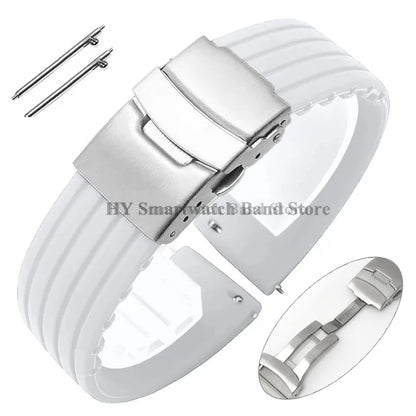 Quick Release Silicone Watch Strap 18–24mm – Sport Rubber Band for Huawei Watch GT2/3/4, Omega, Seiko, Fossil