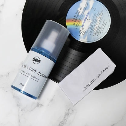 200ml LP/CD Vinyl Record Cleaner – Anti-Static Dust Removal Spray with Flannel Cloth for Professional Cleaning
