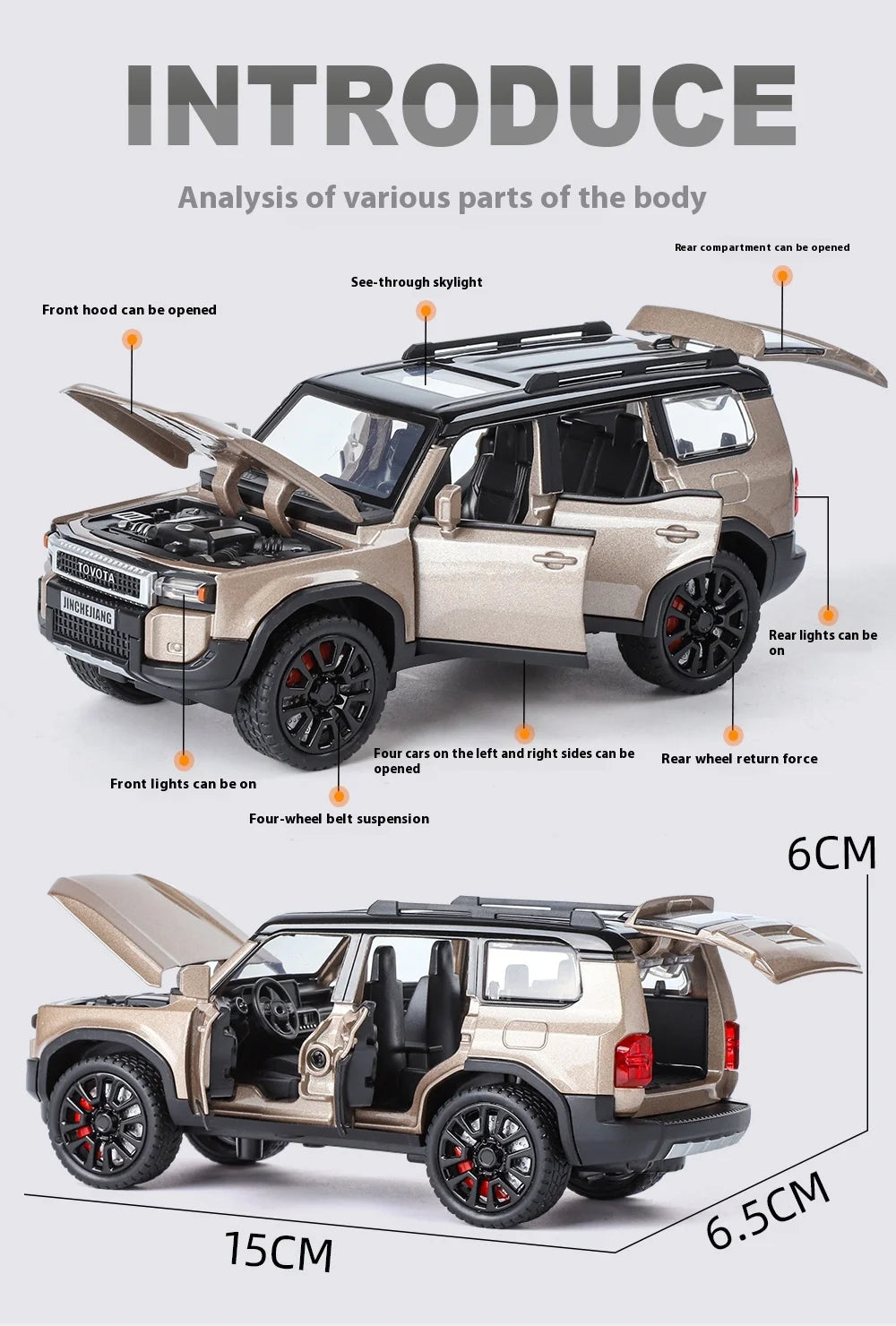 1:32 Toyota Prado Land Cruiser Alloy Diecast Model Car – Off-Road Toy for Kids & Collectible Gift