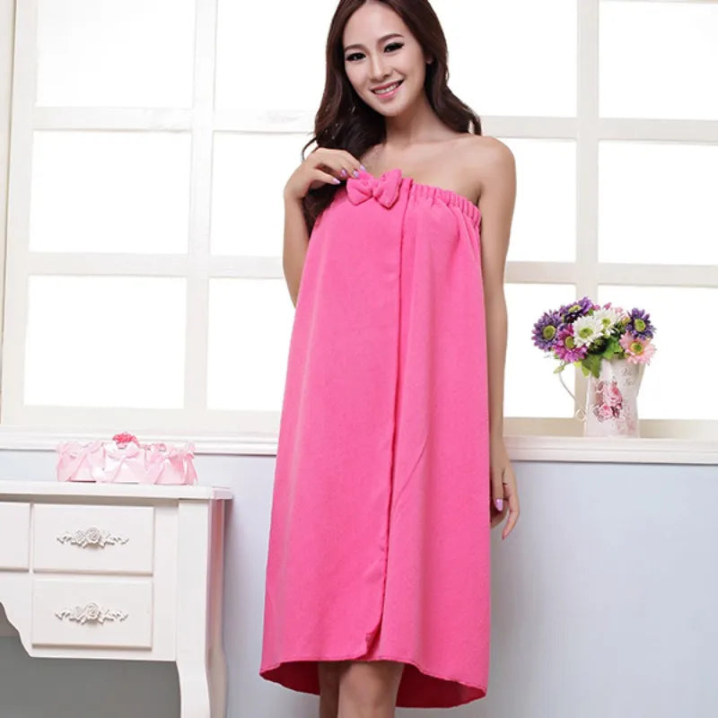 Women’s Sexy Microfiber Bath Towel Wrap – Super Absorbent Spa Bathrobe Body Bow Gown Towel