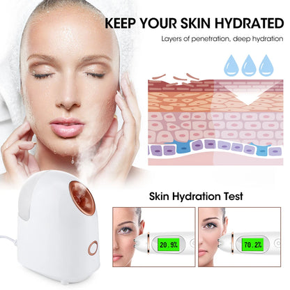 Nano Ionic Facial Steamer - Hot Mist Home Sauna Spa Humidifier for Women and Men, Moisturizing & Pore Unclogging