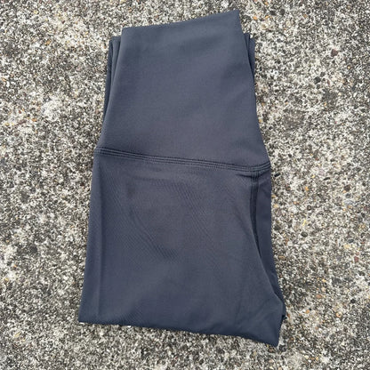 High Waist Women's Yoga Leggings - Solid Color Cropped Gym & Training Pants with Back Pocket