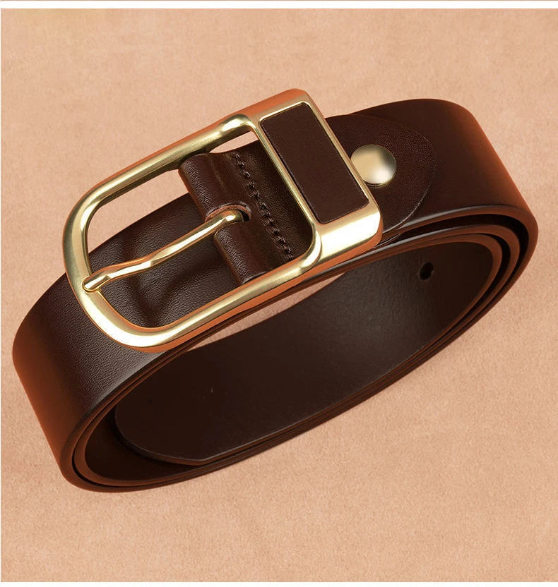 Genuine Leather Men's Belt – High-Quality Buckle, Cowskin Casual & Business Waistband, Fashion Designer 2022 New