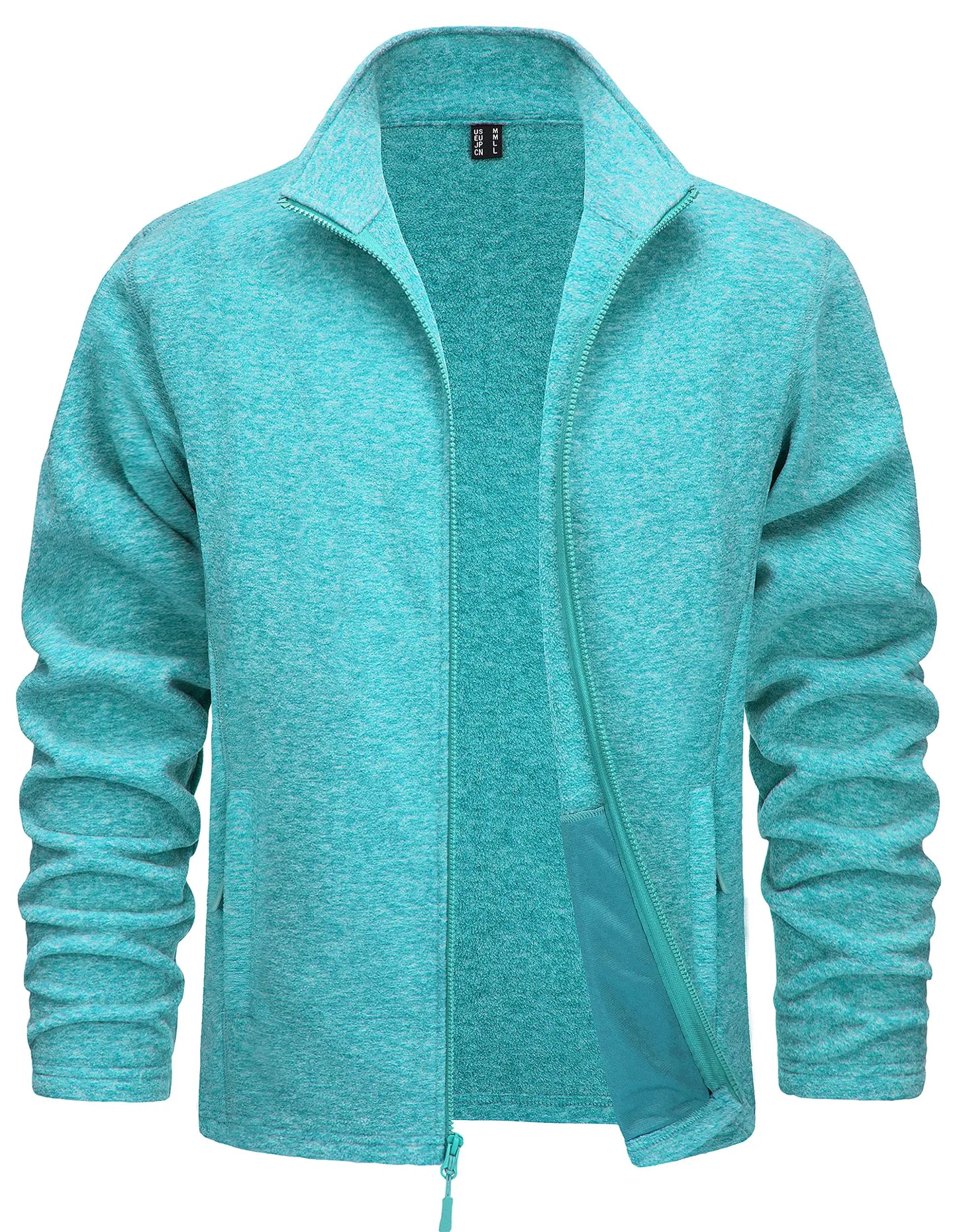 TACVASEN Men’s Lightweight Fleece Jacket - Full Zip Spring Casual Outdoor Sportswear with Pockets & Stand Collar