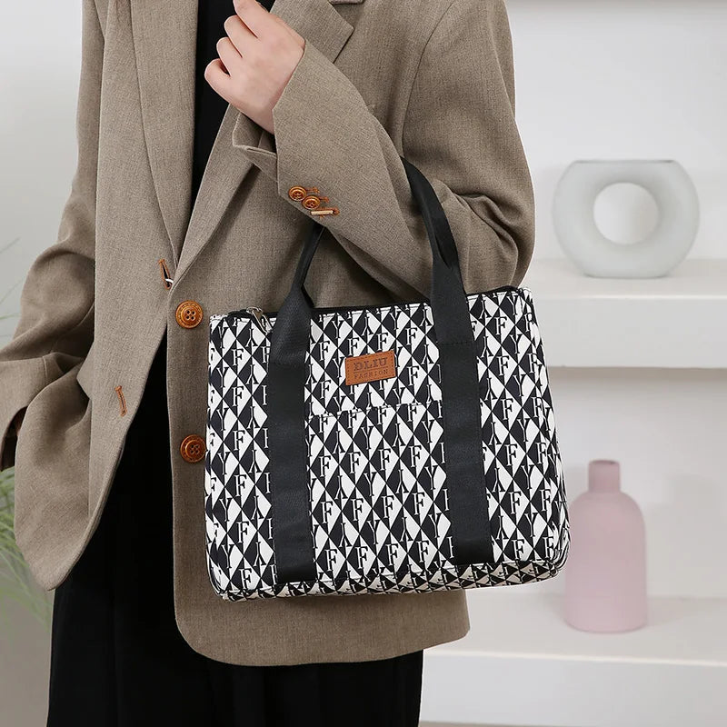 Insulated Commuter Lunch Bag with Storage Pouch — Portable Handbag for Office, Thermal Food Carrier with Meal Box Included