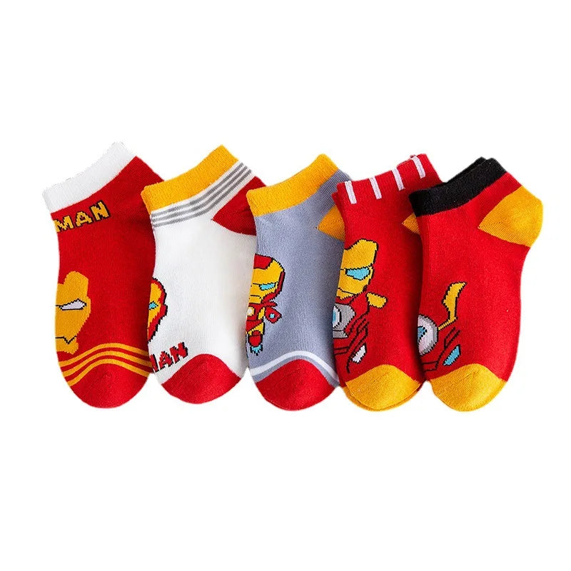 5 Pairs Spiderman Kids Socks – Anime Cartoon Short Socks for Boys & Girls, Summer & Spring Baby Boat Socks Gift for Ages 1-12 Years