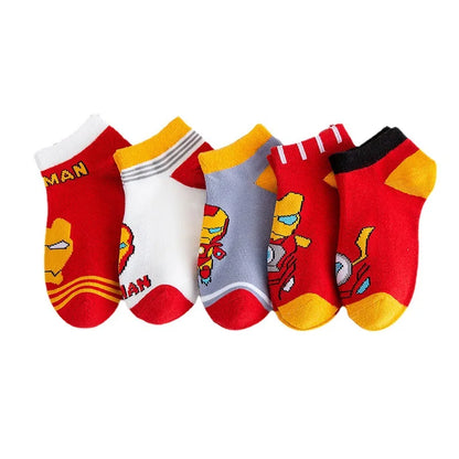 5 Pairs Spiderman Kids Socks – Anime Cartoon Short Socks for Boys & Girls, Summer & Spring Baby Boat Socks Gift for Ages 1-12 Years