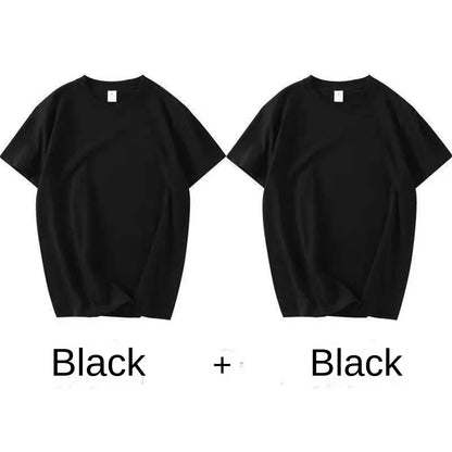 2-Pack Unisex 100% Cotton T-Shirts - Breathable Loose-Fit Short Sleeve Casual Tees
