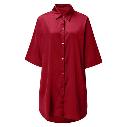 Women’s Silky Soft Long Sleeve Pajamas – Solid Color Sexy Nightshirt, Comfortable Home Sleepwear