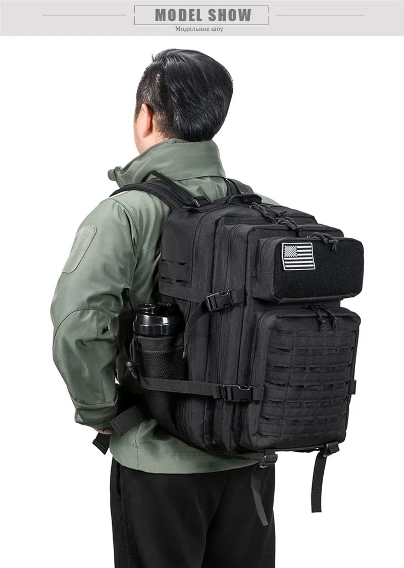 QT&QY 25L/45L Tactical Backpack – Outdoor Survival & Hiking Rucksack for Men & Women, Bug Out Bag with Bottle Holder