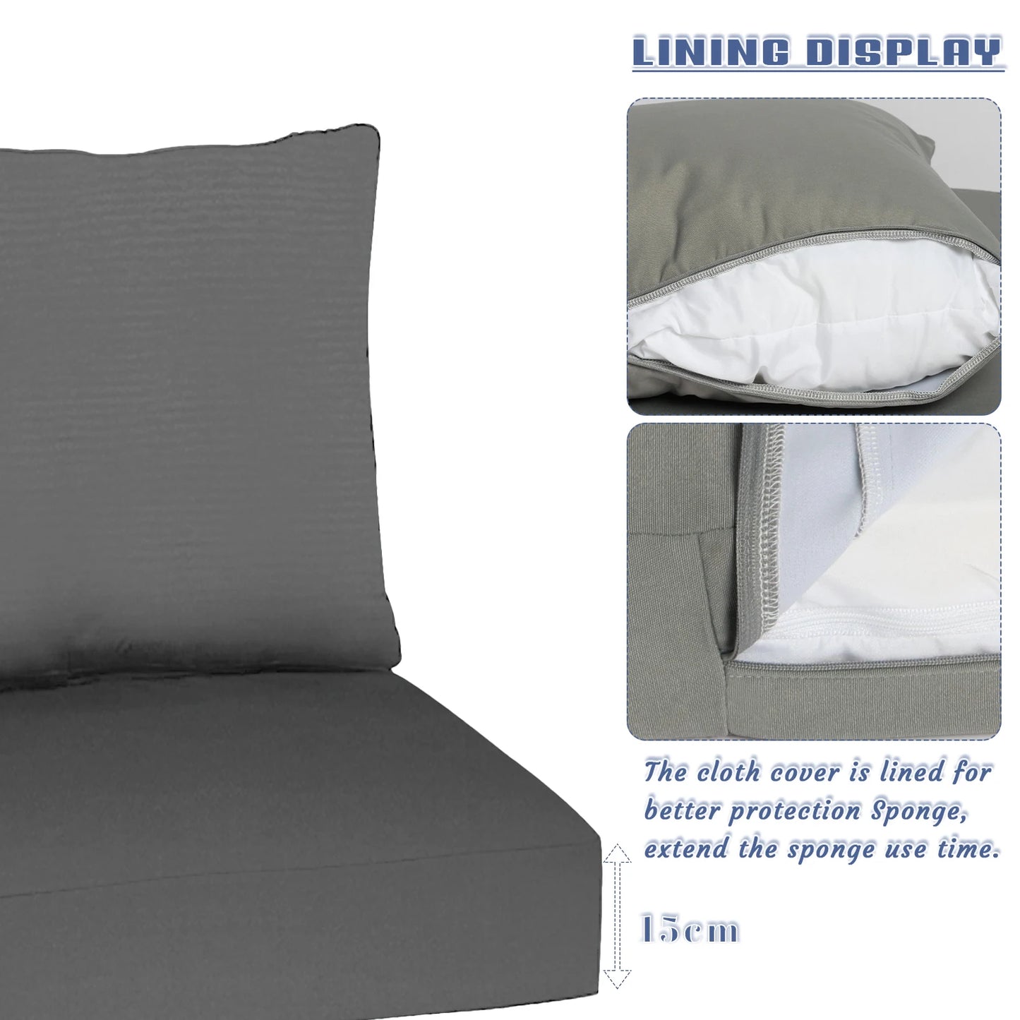 Custom Chair & Sofa Cushion Set – Seat and Backrest Pads for Bench, Garden, Patio & Bay Window Comfort Decor Cushion Set
