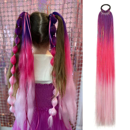 Purple, Pink & White Ombre Straight Braids – Hair Tinsel Festival Rave Extensions for Girls, Crazy Hair Day Braids