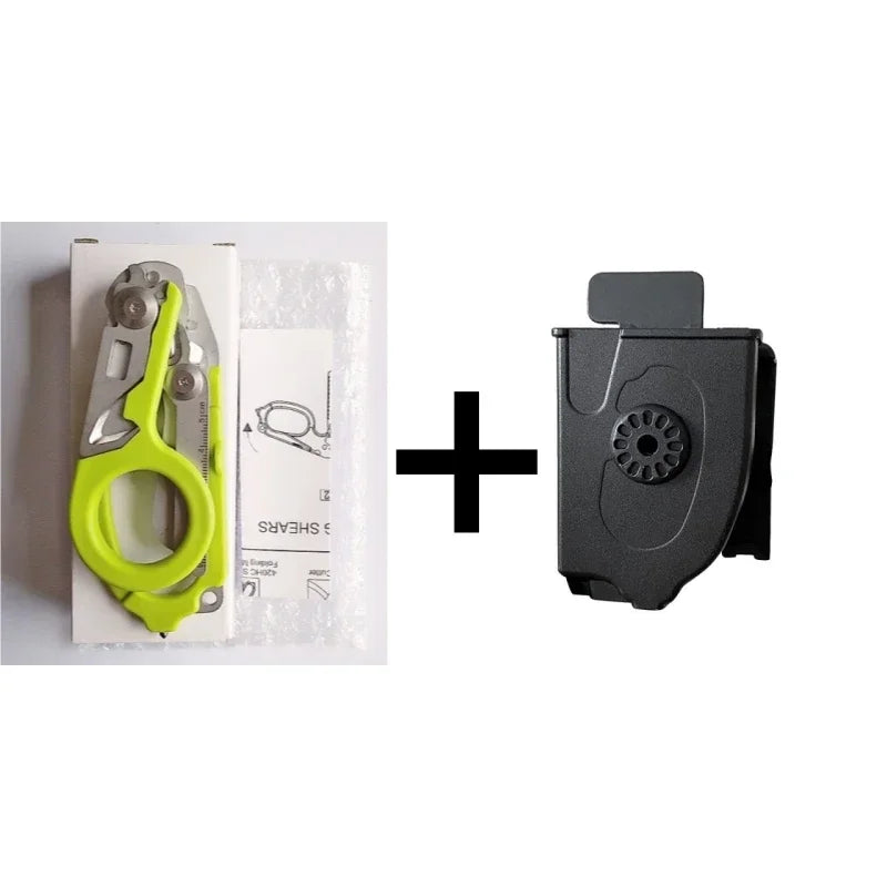 Folding Trauma Scissors - Emergency Rescue Cutter with Glass Breaker for Outdoor Use
