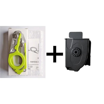 Folding Trauma Scissors - Emergency Rescue Cutter with Glass Breaker for Outdoor Use