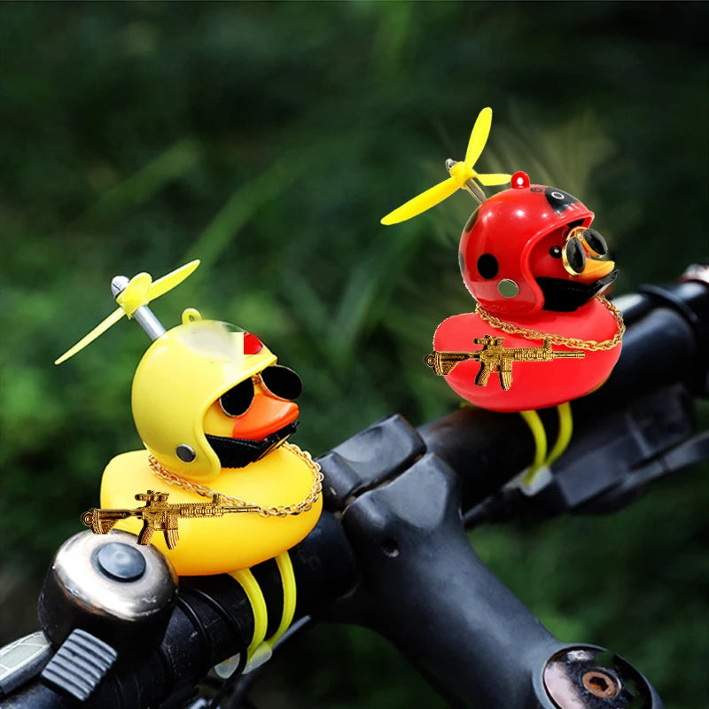 Motor Accessories Yellow Duck with Helmet – Bike and Car Decoration Without Lights – Fun Car Interior Accessory