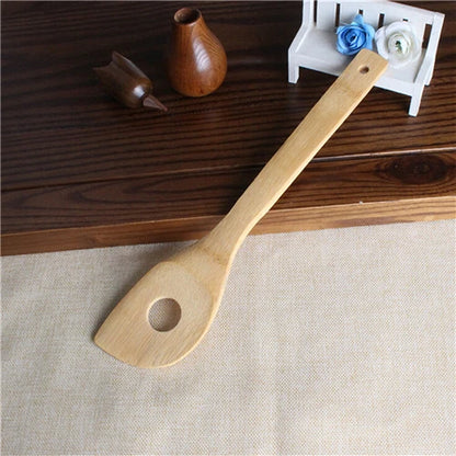 6PCS Bamboo Cooking Utensil Set – Wooden Spoons & Spatulas for Kitchen Mixing & Cooking