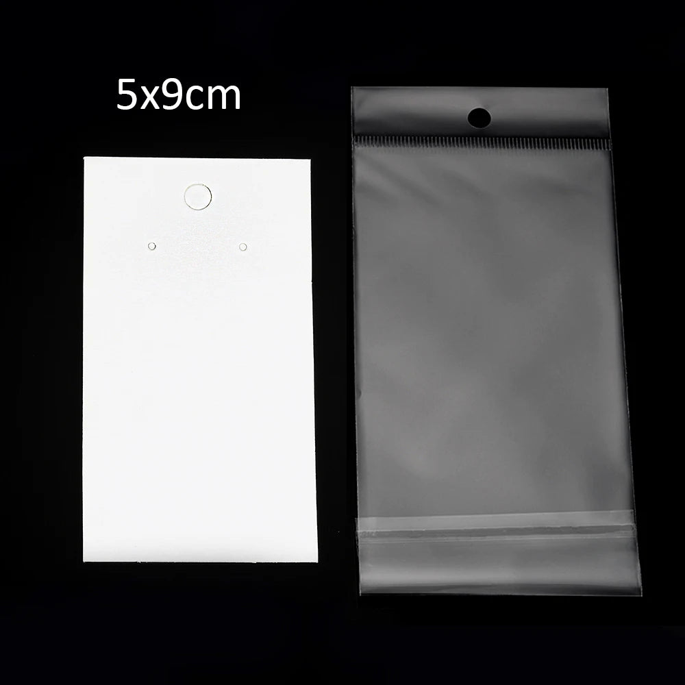 50 Sets Earring & Necklace Display Cards with Self-Seal Kraft Paper Bags – DIY Jewelry Packaging
