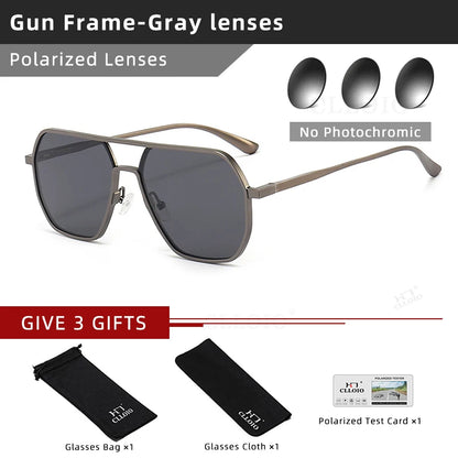 CLLOIO Fashion Aluminum Photochromic Sunglasses – Polarized Chameleon Anti-Glare Driving Glasses for Men & Women