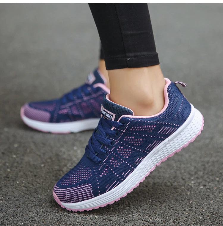 Women's Lightweight Lace-Up Flats – Fashionable Round Toe Nurse Sneakers, Comfortable Walking Shoes, Plus Size Available