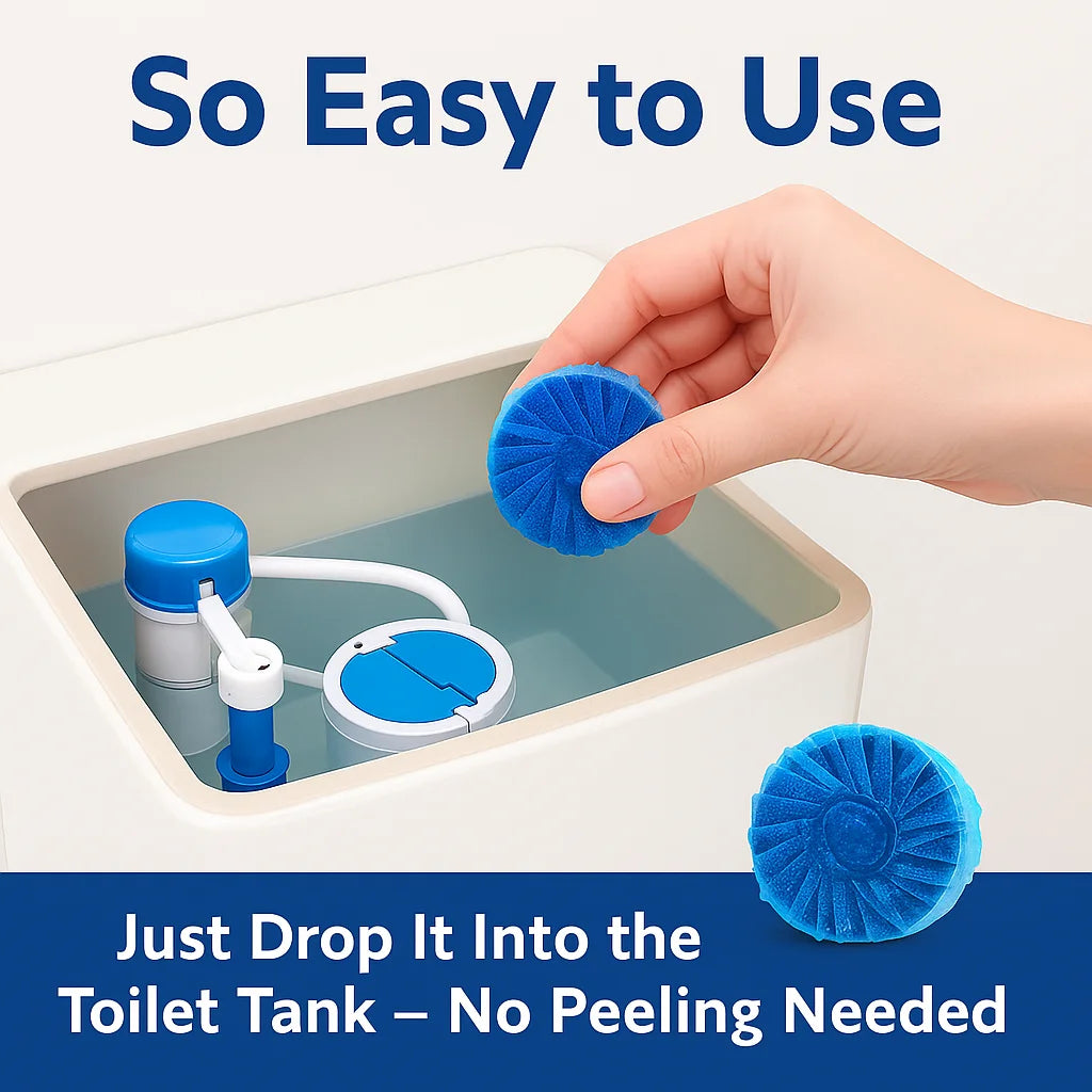 Automatic Toilet Bowl Cleaner Tablets - Long-Lasting Blue Bubble Deodorizer for Tank Freshness and Stain Removal