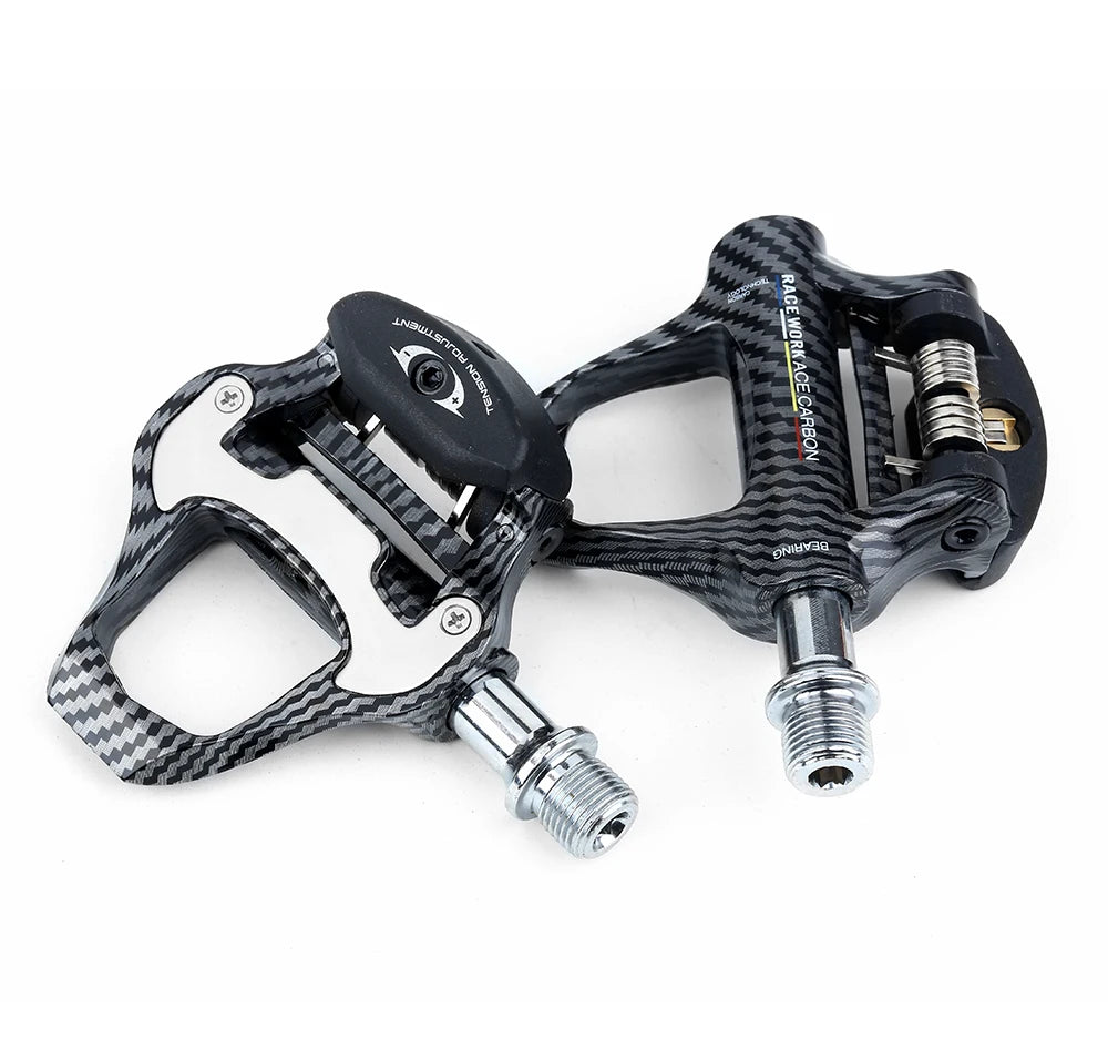 RACEWORK Carbon Fiber Road Bike Pedals Ultra-Light SPD Keo Self-Locking Professional Cycling Pedals