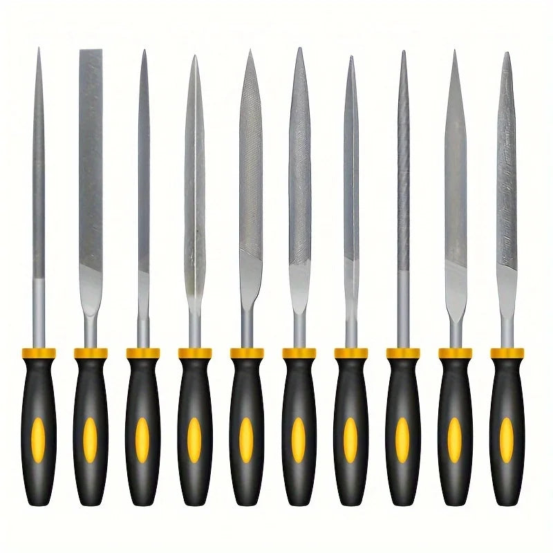 Premium Needle File Set – High-Carbon Steel Files with Non-Slip Ergonomic Handles for Precision Wood, Plastic, and Model Filing